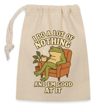Cozy Lazy Frog Coffee - Closable cotton gift bag (14x20cm) - nature - Front