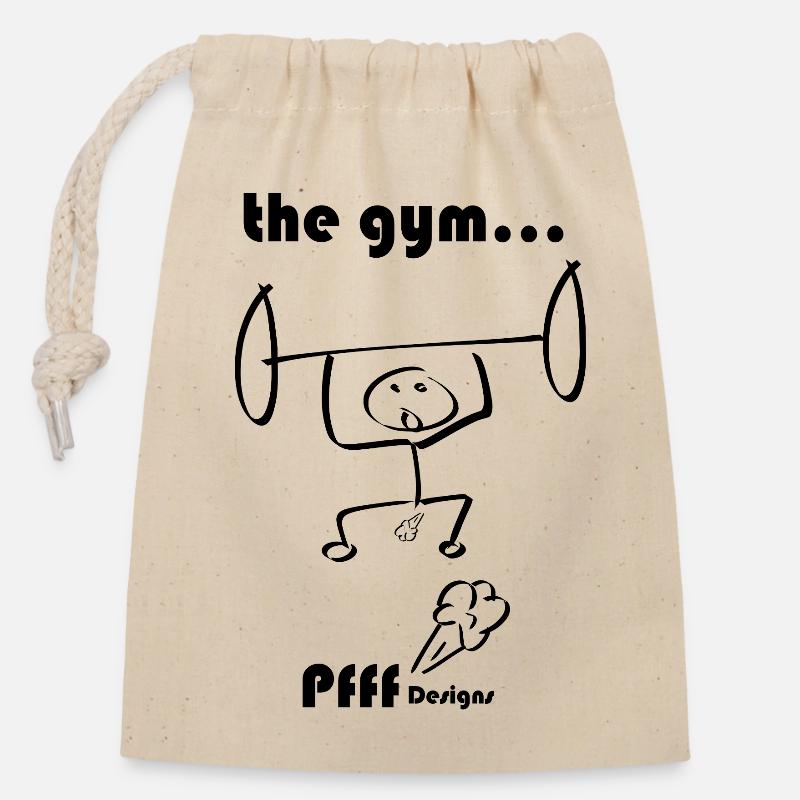 the gym pfff - Verschließbarer Geschenkbeutel aus Baumwolle (14x20cm) - Natur