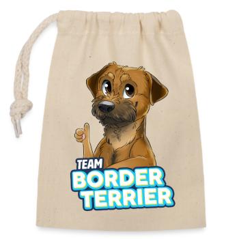 TEAM Border Terrier - Sac cadeau en coton avec cordon (14 x 20 cm) - nature - Devant