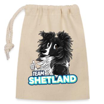 TEAM Shetland - Noir Bicolore - Sac cadeau en coton avec cordon (14 x 20 cm) - nature - Devant