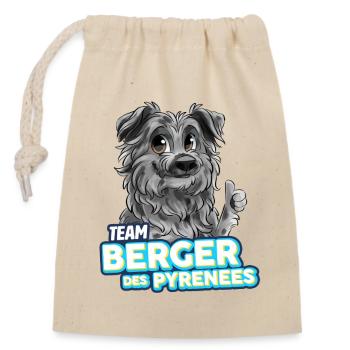 TEAM Pyrenäen-Schäferhund - Harlekin - Verschließbarer Geschenkbeutel aus Baumwolle (14x20cm) - Natur - Vorne