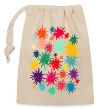 Colorful Flowers (Used) 01 - Closable cotton gift bag (14x20cm) - nature - Front