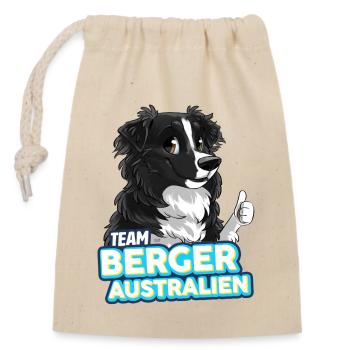 TEAM Australian Shepherd Hund - Schwarz - Verschließbarer Geschenkbeutel aus Baumwolle (14x20cm) - Natur - Vorne