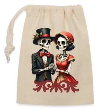 Christmas romance of bones. - Closable cotton gift bag (14x20cm) - nature - Front