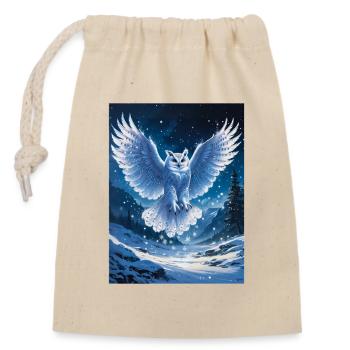 Harfang des neiges - Sac cadeau en coton avec cordon (14 x 20 cm) - nature - Devant