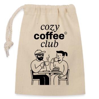 cozy coffee club - Verschließbarer Geschenkbeutel aus Baumwolle (14x20cm) - Natur - Vorne