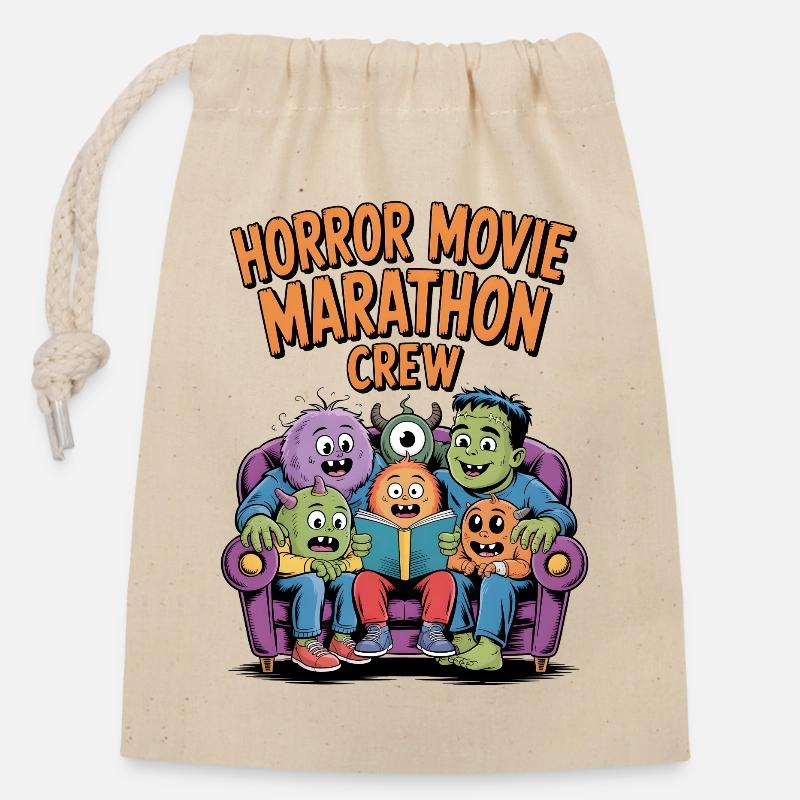 Die Crew eines Horrorfilm-Marathons - Verschließbarer Geschenkbeutel aus Baumwolle (14x20cm) - Natur