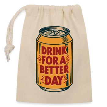 Optimistic thirst quencher drink can saying - Closable cotton gift bag (14x20cm) - nature - Front