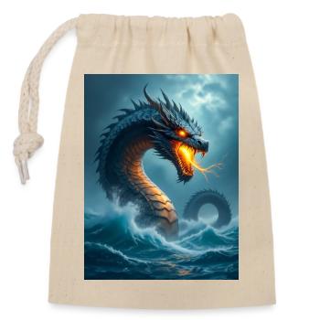 Léviathan, serpent de mer biblique colossal des tempêtes - Sac cadeau en coton avec cordon (14 x 20 cm) - nature - Devant