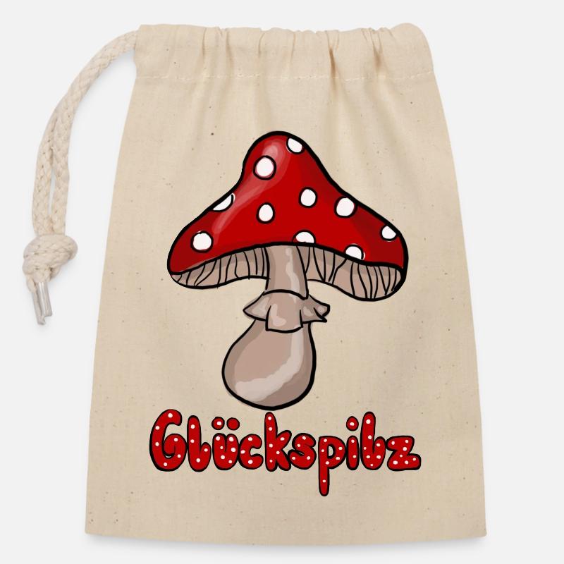 Glückspilz  - Verschließbarer Geschenkbeutel aus Baumwolle (14x20cm) - Natur