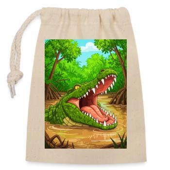 Krokodil – Afrikas Flüsse, stärkster Biss - Verschließbarer Geschenkbeutel aus Baumwolle (14x20cm) - Natur - Vorne