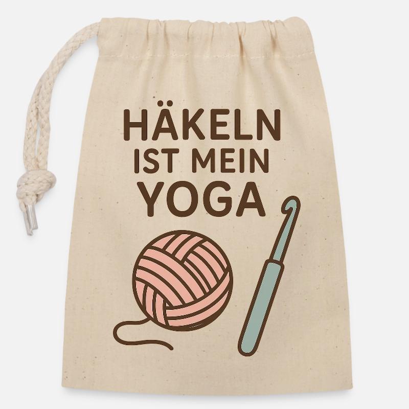 Häkel-Flow statt Yoga-Flow - Verschließbarer Geschenkbeutel aus Baumwolle (14x20cm) - Natur