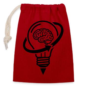 Das Gehirn und die Lampe – eine kreative Idee - Verschließbarer Geschenkbeutel aus Baumwolle (14x20cm) - Rot - Vorne
