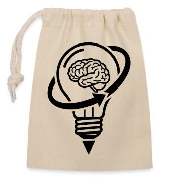 Le cerveau et la lampe – une idée créative - Sac cadeau en coton avec cordon (14 x 20 cm) - nature - Devant