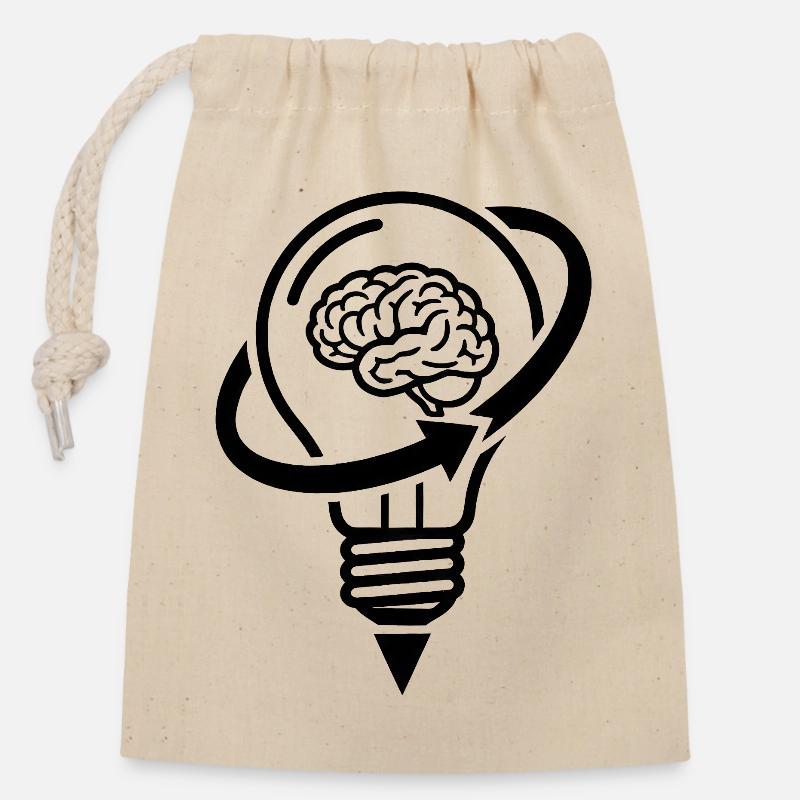 The brain and the lamp – a creative idea - Closable cotton gift bag (14x20cm) - nature