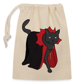 Nachtaktive Vampirkatze - Verschließbarer Geschenkbeutel aus Baumwolle (14x20cm) - Natur - Vorne