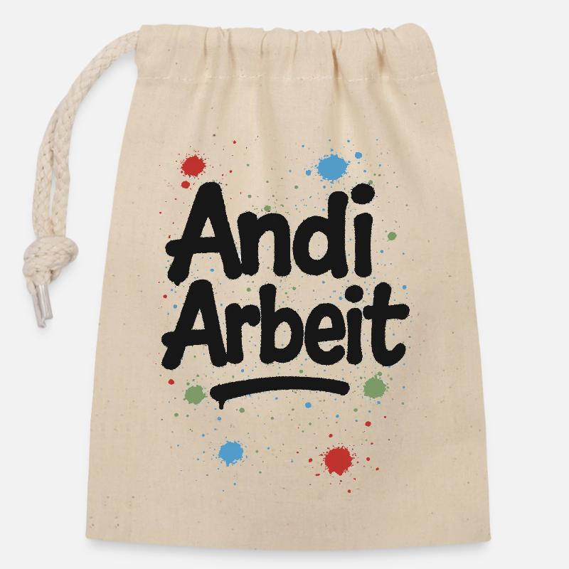 Andi-Arbeit-Andreas-Andrea-Andy-Spruch-Name-lus - Closable cotton gift bag (14x20cm) - nature