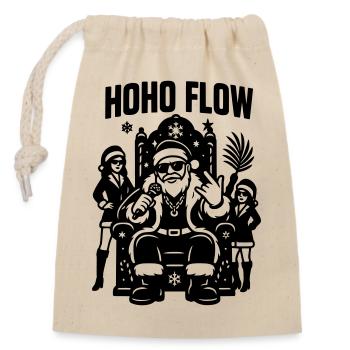Santa Ho Ho Flow Rap - Sac cadeau en coton avec cordon (14 x 20 cm) - nature - Devant