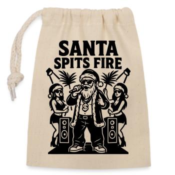 Le rappeur Père Noël crache du feu - Sac cadeau en coton avec cordon (14 x 20 cm) - nature - Devant