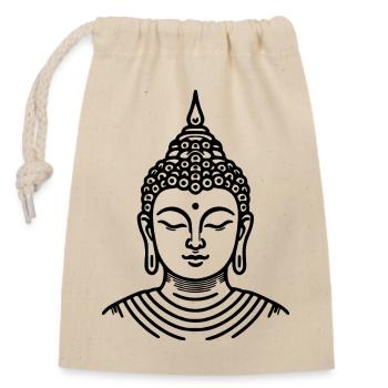 Buddha Linie Kunst Design - Verschließbarer Geschenkbeutel aus Baumwolle (14x20cm) - Natur - Vorne