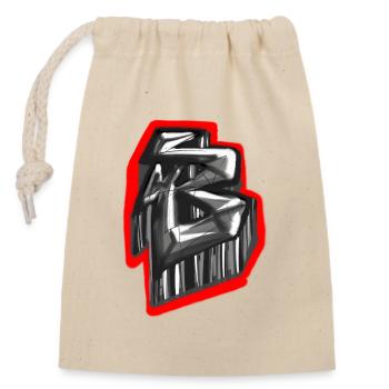 Graffiti de glyphes monochromes - Sac cadeau en coton avec cordon (14 x 20 cm) - nature - Devant