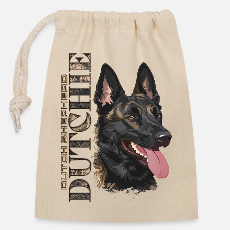 Dutchie - Cane da pastore olandese - Sacchetto regalo richiudibile in cotone (14x20 cm) - natura
