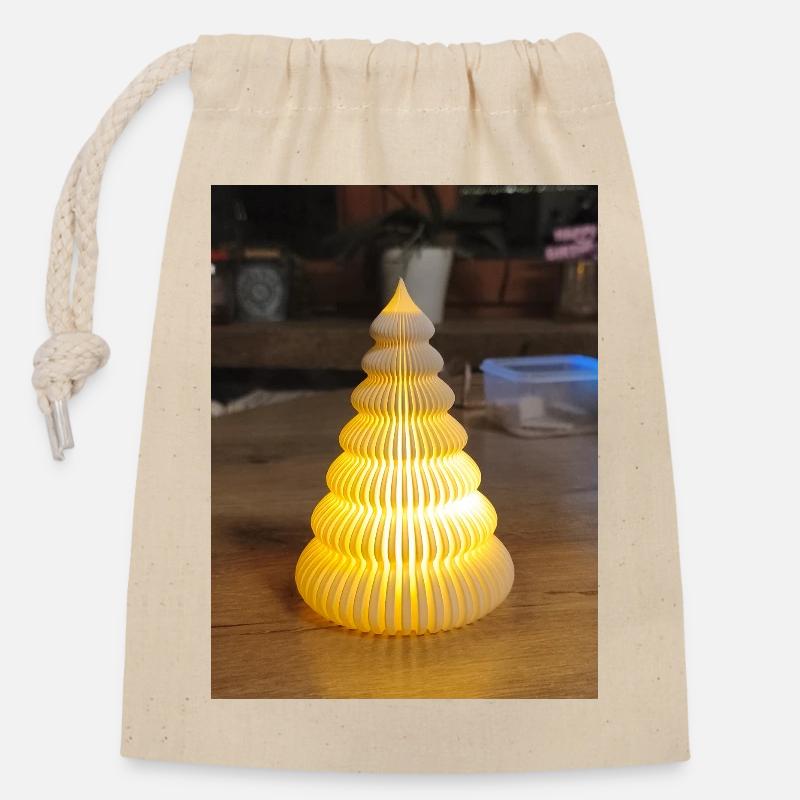 Lampe en papier jaune en forme de marche - Sac cadeau en coton avec cordon (14 x 20 cm) - nature