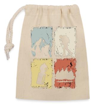 Vier Panel Silhouette Grunge - Verschließbarer Geschenkbeutel aus Baumwolle (14x20cm) - Natur - Vorne