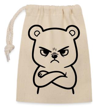 Angry Bear Cartoon Illustration - Closable cotton gift bag (14x20cm) - nature - Front