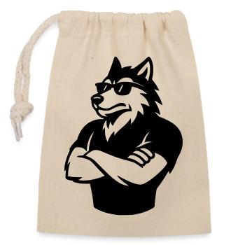 Badass Wolf Bouncer Nightlife Cool Bro - Closable cotton gift bag (14x20cm) - nature - Front