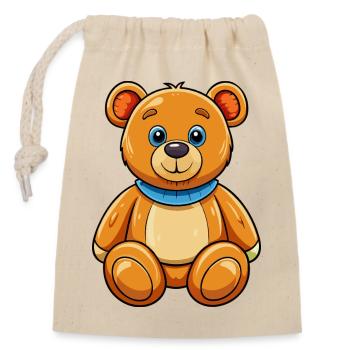 Teddybär - Verschließbarer Geschenkbeutel aus Baumwolle (14x20cm) - Natur - Vorne
