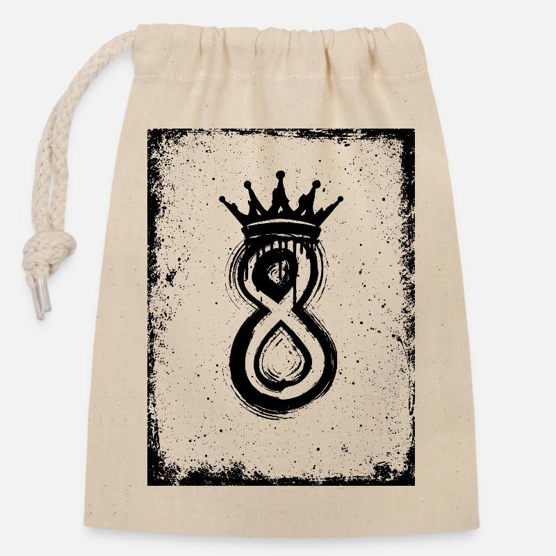 8 – Crown King Design - Verschließbarer Geschenkbeutel aus Baumwolle (14x20cm) - Natur