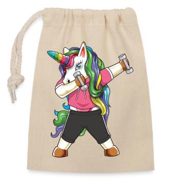 Dabbing Fitness Gym Unicorn Bodybuilder Gewichtheben - Verschließbarer Geschenkbeutel aus Baumwolle (14x20cm) - Natur - Vorne