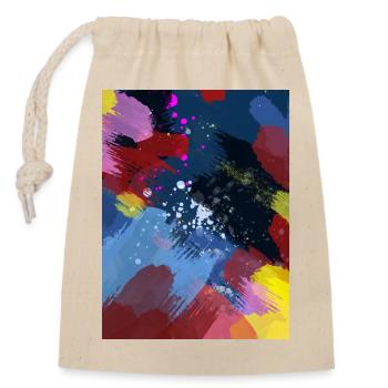 Farbexplosion Tintenstreifen - Verschließbarer Geschenkbeutel aus Baumwolle (14x20cm) - Natur - Vorne