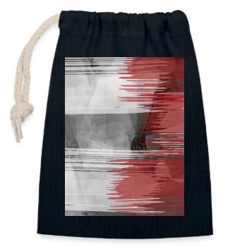 Roter Pinselstreifen auf Grauem Hintergrund - Verschließbarer Geschenkbeutel aus Baumwolle (14x20cm) - Navy - Vorne