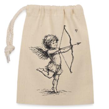 Vintage Cupid Angel with Bow and Arrow Art - Closable cotton gift bag (14x20cm) - nature - Front
