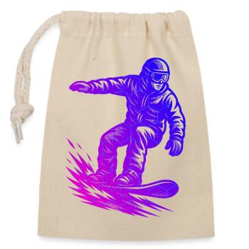 Lustiges Snowboard Motiv - Verschließbarer Geschenkbeutel aus Baumwolle (14x20cm) - Natur - Vorne