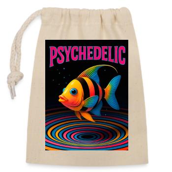 Psychedelic Fish in Spirals - Closable cotton gift bag (14x20cm) - nature - Front