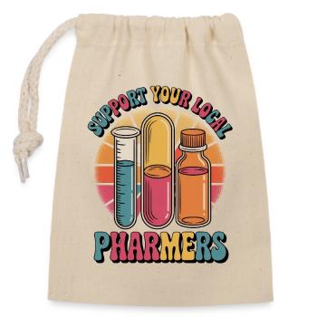 Support local pharmacists - Closable cotton gift bag (14x20cm) - nature - Front