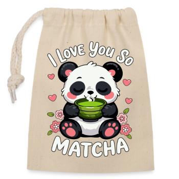 Funny Word Game I Love You So Matcha Panda - Closable cotton gift bag (14x20cm) - nature - Front