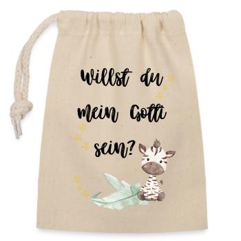 Do you want to be my godfather? - Closable cotton gift bag (14x20cm) - nature - Front