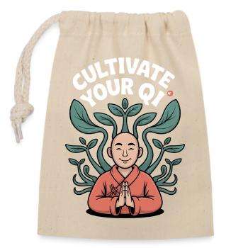 Qigong Tai Chi - Closable cotton gift bag (14x20cm) - nature - Front