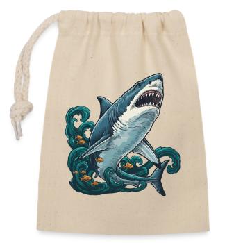 Requin Blanc Océan Prédateur Vintage - Sac cadeau en coton avec cordon (14 x 20 cm) - nature - Devant