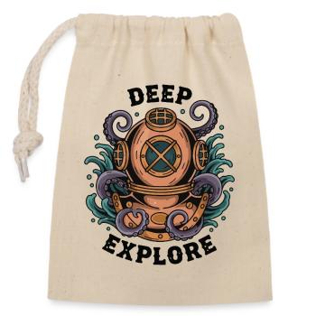 Vintage Diving Bell Deep Erkunde Oktopus - Verschließbarer Geschenkbeutel aus Baumwolle (14x20cm) - Natur - Vorne