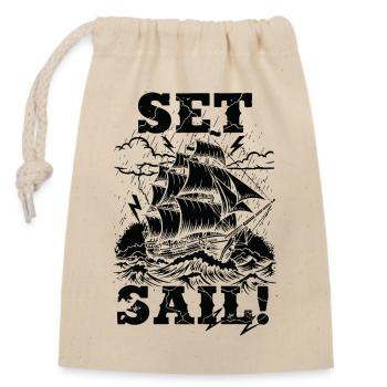 Vintage-Black Storm Sail-Set - Verschließbarer Geschenkbeutel aus Baumwolle (14x20cm) - Natur - Vorne