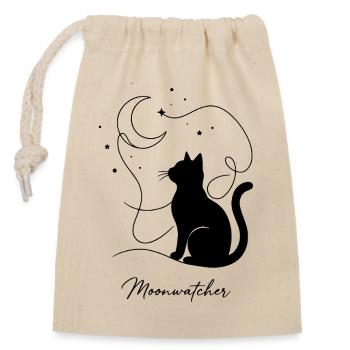 Nuit Silhouette de Chat Moonwatcher - Sac cadeau en coton avec cordon (14 x 20 cm) - nature - Devant