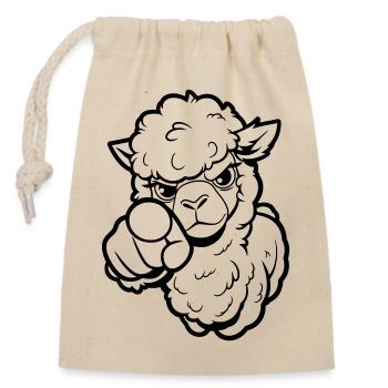 Alpaga coquin te pointe du doigt - Sac cadeau en coton avec cordon (14 x 20 cm) - nature - Devant