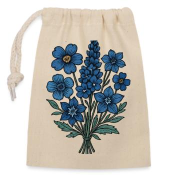 Bouquet de Fleurs Bleues - Sac cadeau en coton avec cordon (14 x 20 cm) - nature - Devant