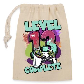 Level 13 Complete Gaming Splash Jahre alt - Verschließbarer Geschenkbeutel aus Baumwolle (14x20cm) - Natur - Vorne