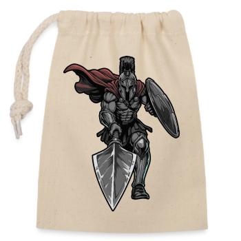 Spartan Warrior Spear Shield Maskottchen-Sport - Verschließbarer Geschenkbeutel aus Baumwolle (14x20cm) - Natur - Vorne